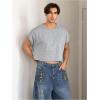 image:imageSOLY HUX Mens Short Sleeve Crew Neck Cropped T Shirts Summer Basic Baggy Tee TopsSolid Grey