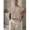 image:imageSOLY HUX Mens Short Sleeve Crew Neck Cropped T Shirts Summer Basic Baggy Tee TopsSolid Khaki