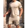 image:imageSOLY HUX Mens Tracksuit Short Sleeve Outfit 2 Piece T Shirt and Shorts Casual Summer SetPlain Beige