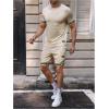 image:imageSOLY HUX Mens Tracksuit Short Sleeve Outfit 2 Piece T Shirt and Shorts Casual Summer SetPlain Beige