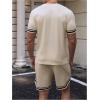 image:imageSOLY HUX Mens Tracksuit Short Sleeve Outfit 2 Piece T Shirt and Shorts Casual Summer SetPlain Beige