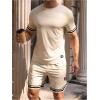 image:imageSOLY HUX Mens Tracksuit Short Sleeve Outfit 2 Piece T Shirt and Shorts Casual Summer SetPlain Beige