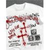 image:imageSOLY HUX Mens Y2k Gothic Grunge Outfits Short Sleeve T Shirt and Shorts Summer Set StreetwearRed and White
