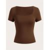 image:imageSOLY HUX Womens 3 Piece Square Neck T Shirts Summer Short Sleeve Fitted Dressy Casual TopsBlack Brown Apricot