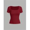 image:imageSOLY HUX Womens 3 Piece Square Neck T Shirts Summer Short Sleeve Fitted Dressy Casual TopsBlack Grey Red