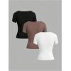 image:imageSOLY HUX Womens 3 Piece Square Neck T Shirts Summer Short Sleeve Fitted Dressy Casual TopsMulti