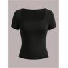 image:imageSOLY HUX Womens 3 Piece Square Neck T Shirts Summer Short Sleeve Fitted Dressy Casual TopsMulti Black