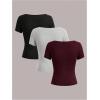 image:imageSOLY HUX Womens 3 Piece Square Neck T Shirts Summer Short Sleeve Fitted Dressy Casual TopsMulti Black