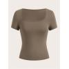 image:imageSOLY HUX Womens 3 Piece Square Neck T Shirts Summer Short Sleeve Fitted Dressy Casual TopsMulti Coffee Brown