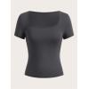 image:imageSOLY HUX Womens 3 Piece Square Neck T Shirts Summer Short Sleeve Fitted Dressy Casual TopsMulti Dark Grey