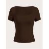 image:imageSOLY HUX Womens 3 Piece Square Neck T Shirts Summer Short Sleeve Fitted Dressy Casual TopsMulticolor Brown