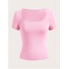 image:imageSOLY HUX Womens 3 Piece Square Neck T Shirts Summer Short Sleeve Fitted Dressy Casual TopsMulticolor Pink