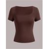 image:imageSOLY HUX Womens 3 Piece Square Neck T Shirts Summer Short Sleeve Fitted Dressy Casual TopsMulticoloured Brown