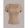 image:imageSOLY HUX Womens 3 Piece Square Neck T Shirts Summer Short Sleeve Fitted Dressy Casual TopsMulticoloured Brown