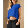 image:imageSOLY HUX Womens Athletic Shirts Crew Neck Cap Sleeve Crop Tops Workout Outdoor TShirt Summer OutfitsRoyal Blue