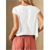 image:imageSOLY HUX Womens Athletic T Shirt Cap Sleeve Crewneck Asymmetrical Hem Tee Loose Fit Summer Crop TopsPlain White