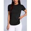 image:imageSOLY HUX Womens Athletic T Shirt Mesh Sheer Crew Neck Short Sleeve Workout Yoga Tee TopsBlack Geometric