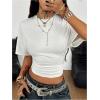 image:imageSOLY HUX Womens Cinched Waist Tops Drop Shoulder Short Sleeve Ruched Crewneck Summer T ShirtPlain White