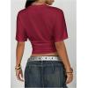 image:imageSOLY HUX Womens Cinched Waist Tops Drop Shoulder Short Sleeve Ruched Crewneck Summer T ShirtPure Burgundy
