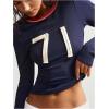 image:imageSOLY HUX Womens Number Graphic Tees Long Sleeve Crew Neck Ribbed Knit Tops Fitted T Shirt Fall ClothesDark Blue