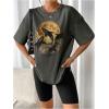 image:imageSOLY HUX Womens Oversized Graphic Tees Drop Shoulder Half Sleeve Loose Casual T Shirt TopsDark Grey Graphic Print