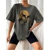 image:imageSOLY HUX Womens Oversized Graphic Tees Drop Shoulder Half Sleeve Loose Casual T Shirt TopsDark Grey Graphic Print