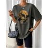image:imageSOLY HUX Womens Oversized Graphic Tees Drop Shoulder Half Sleeve Loose Casual T Shirt TopsDark Grey Graphic Print