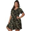 image:imageSOLY HUX Womens Plus Size Camo Print V Neck Short Sleeve Casual T Shirt DressMulticoloured