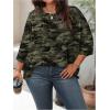 image:imageSOLY HUX Womens Plus Size Camo T Shirt Crewneck 34 Sleeve Oversized Tees Casual Summer TopsGreen Camo