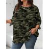 image:imageSOLY HUX Womens Plus Size Camo T Shirt Crewneck 34 Sleeve Oversized Tees Casual Summer TopsGreen Camo