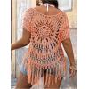 image:imageSOLY HUX Womens Plus Size Hollow Out Fringe Hem T Shirts Short Sleeve Knitted Crochet TopsPlain Pink
