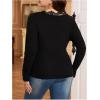 image:imageSOLY HUX Womens Plus Size Lace V Neck Long Sleeve TShirts Button Slim Fit Going Out Tee TopsPure Black