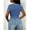 image:imageSOLY HUX Womens Striped Graphic Cropped T Shirts Y2k Short Sleeve Fitted Tee TopsBlue Letter