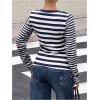 image:imageSOLY HUX Womens Striped Long Sleeve T Shirts Scoop Neck Fitted Aesthetic Tees Y2k Grunge TopBlue and White Striped