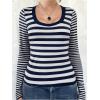 image:imageSOLY HUX Womens Striped Long Sleeve T Shirts Scoop Neck Fitted Aesthetic Tees Y2k Grunge TopBlue and White Striped