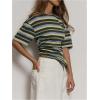 image:imageSOLY HUX Womens Striped T Shirt Short Sleeve Split Asymmetrical Hem Tee Casual Summer TopsMulticolor Striped