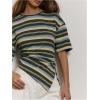 image:imageSOLY HUX Womens Striped T Shirt Short Sleeve Split Asymmetrical Hem Tee Casual Summer TopsMulticolor Striped