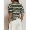 image:imageSOLY HUX Womens Striped T Shirt Short Sleeve Split Asymmetrical Hem Tee Casual Summer TopsMulticolor Striped