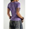 image:imageSOLY HUX Womens Y2k Gothic Graphic Tees V Neck Short Sleeve T Shirt Streetwear Summer TopsPurple Graphic