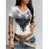 image:imageSOLY HUX Womens Y2k Gothic Graphic Tees V Neck Short Sleeve T Shirt Streetwear Summer TopsWhite Graphic