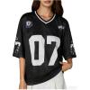 image:imageSOLY HUX Jersey Shirts for Women Y2k Graphic Number Oversized Tees V Neck Half Sleeve Cute Soccer Streetwear T Shirt TopsBlack Number Print