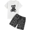 image:imageSOLY HUX Mens 2 Piece Summer Outfits Cartoon Graphic Short Sleeve T Shirt and Shorts SetGrey Bear