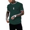 image:imageSOLY HUX Mens Crown Letter Print Striped Trim Tee Tops Short Sleeve Crew Neck Summer T ShirtDark Green Crown