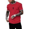 image:imageSOLY HUX Mens Crown Letter Print Striped Trim Tee Tops Short Sleeve Crew Neck Summer T ShirtRed Black Graphic