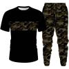 image:imageSOLY HUX Mens Tracksuit Set Camo Print Short Sleeve T Shirt and Jogger Pants 2 Piece Hiking OutfitsBlack Camo