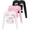 image:imageSOLY HUX Toddler Girls Cute Tops 3 Packs Basic Tees Bowknot Long Sleeve Crew Neck T ShirtsWhite Pink Black