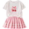 image:imageSOLY HUX Toddler Girls Summer 2 Piece Set Cherry Graphic T Shirt and Pleated Mini Skirts Cute Preppy ClothesWhite and Pink