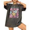 image:imageSOLY HUX Womens Oversized Graphic Tees Drop Shoulder Half Sleeve Loose Casual T Shirt TopsDark Grey Floral