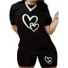 image:imageSOLY HUX Womens Plus Size 2 Piece Outfits Heart Print Short Sleeve T Shirt and Biker Shorts SetBlack Heart