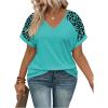 image:imageSOLY HUX Womens Plus Size Short Sleeve T Shirts V Neck Heart Graphic Summer Tee TopsBlue Leopard